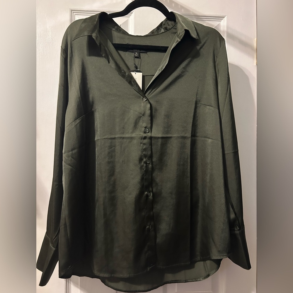 Green Satin Banana Republic Top